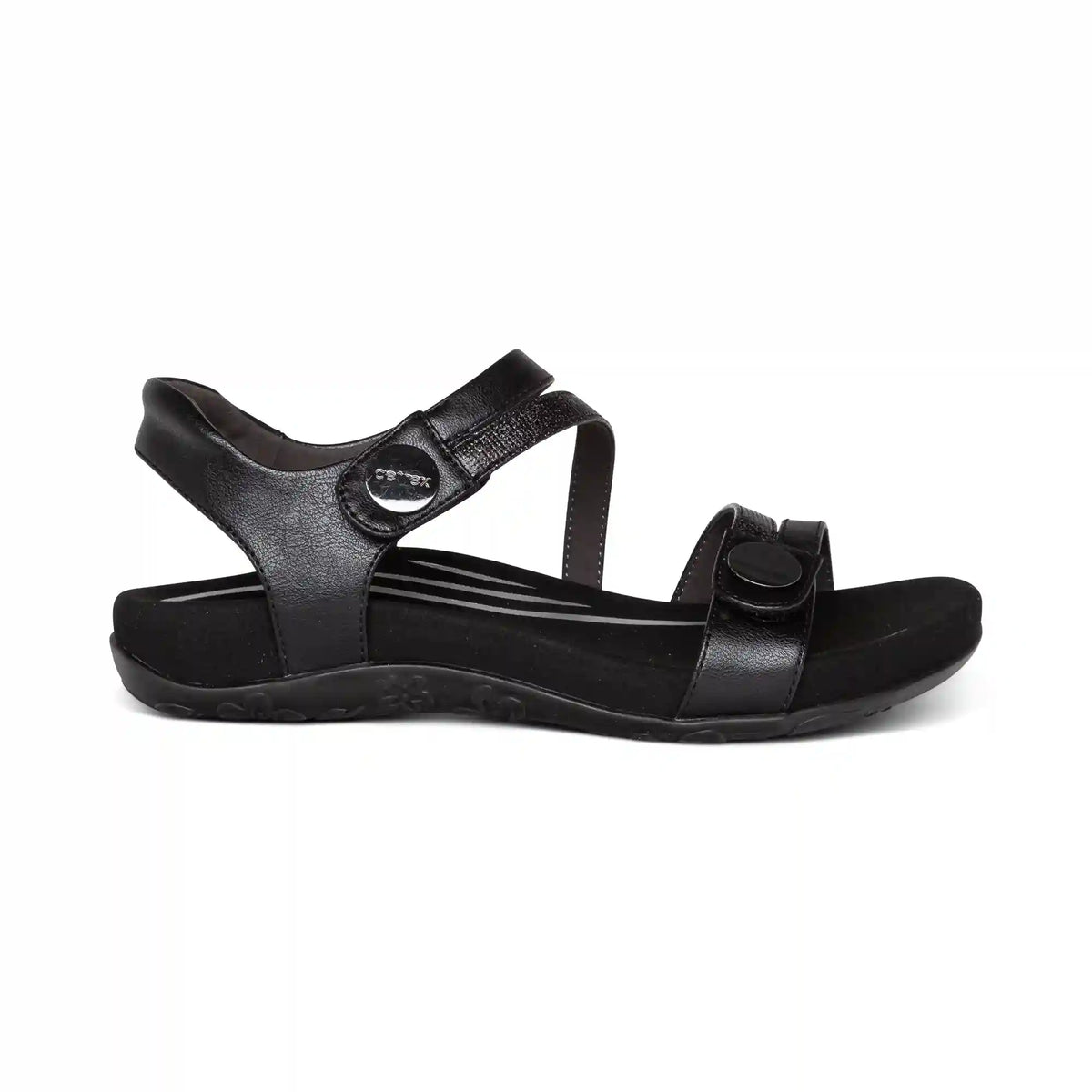 Jess Adjustable Quarter Strap Sandal - Black