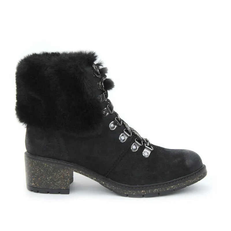Brooklyn Fur Lace-Up Boot - Black
